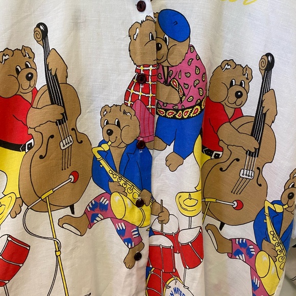 Rhapsody button up shirt. Size Large. Musical Bear detail. Vintage. - Picture 5 of 6